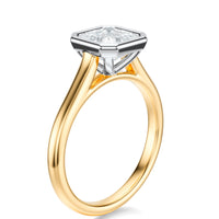Signature Bezel Asscher Engagement Ring - Two-Tone Polished Band - Side View