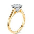 Signature Bezel Cushion Engagement Ring - Two-Tone Polished Band - Side View