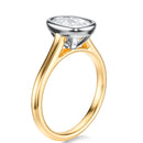 Signature Bezel Elongated Cushion Engagement Ring - Two-Tone Polished Band - Side View