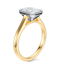 Signature Bezel Emerald Engagement Ring - Two-Tone Polished Band - Side View
