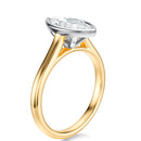 Signature Bezel Marquise Engagement Ring - Two-Tone Polished Band - Side View
