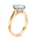 Signature Bezel Pear Engagement Ring - Two-Tone Polished Band - Side View