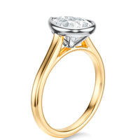 Signature Bezel Pear Engagement Ring - Two-Tone Polished Band - Side View