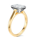 Signature Bezel Radiant Engagement Ring - Two-Tone Polished Band - Side View