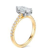 Signature Cathedral Marquise Engagement Ring - Two-Tone Pavé Band - Side View