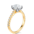 Signature Cathedral Oval Engagement Ring - Two-Tone Pavé Band - Side View