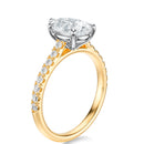 Signature Cathedral Pear Engagement Ring - Two-Tone Pavé Band - Side View