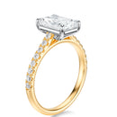 Signature Cathedral Radiant Engagement Ring - Two-Tone Pavé Band - Side View