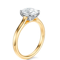 Signature Cathedral Oval Engagement Ring - Two-Tone Polished Band - Side View