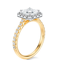Signature Halo Asscher Engagement Ring - Two-Tone Pavé Band - Side View