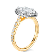 Signature Halo Marquise Engagement Ring - Two-Tone Pavé Band - Side View