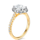 Signature Halo Oval Engagement Ring - Two-Tone Pavé Band - Side View