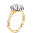 Signature Halo Pear Engagement Ring - Two-Tone Pavé Band - Side View