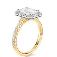 Signature Halo Radiant Engagement Ring - Two-Tone Pavé Band - Side View
