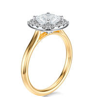 Signature Halo Cushion Engagement Ring - Two-Tone Polished Band - Side View