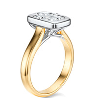 Signature Heirloom Bezel Emerald Engagement Ring - Two-Tone Polished Band - Side View