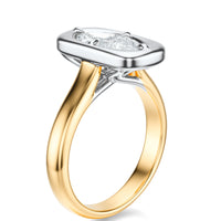 Signature Heirloom Bezel Marquise Engagement Ring - Two-Tone Polished Band - Side View