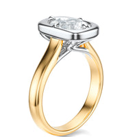Signature Heirloom Bezel Pear Engagement Ring - Two-Tone Polished Band - Side View