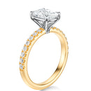 Signature Solitaire Elongated Cushion Engagement Ring - Two-Tone Pavé Band - Side View