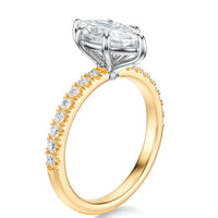 Signature Solitaire Marquise Engagement Ring - Two-Tone Pavé Band - Side View