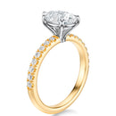 Signature Solitaire Pear Engagement Ring - Two-Tone Pavé Band - Side View