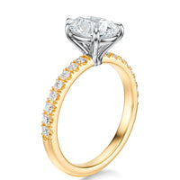 Signature Solitaire Pear Engagement Ring - Two-Tone Pavé Band - Side View