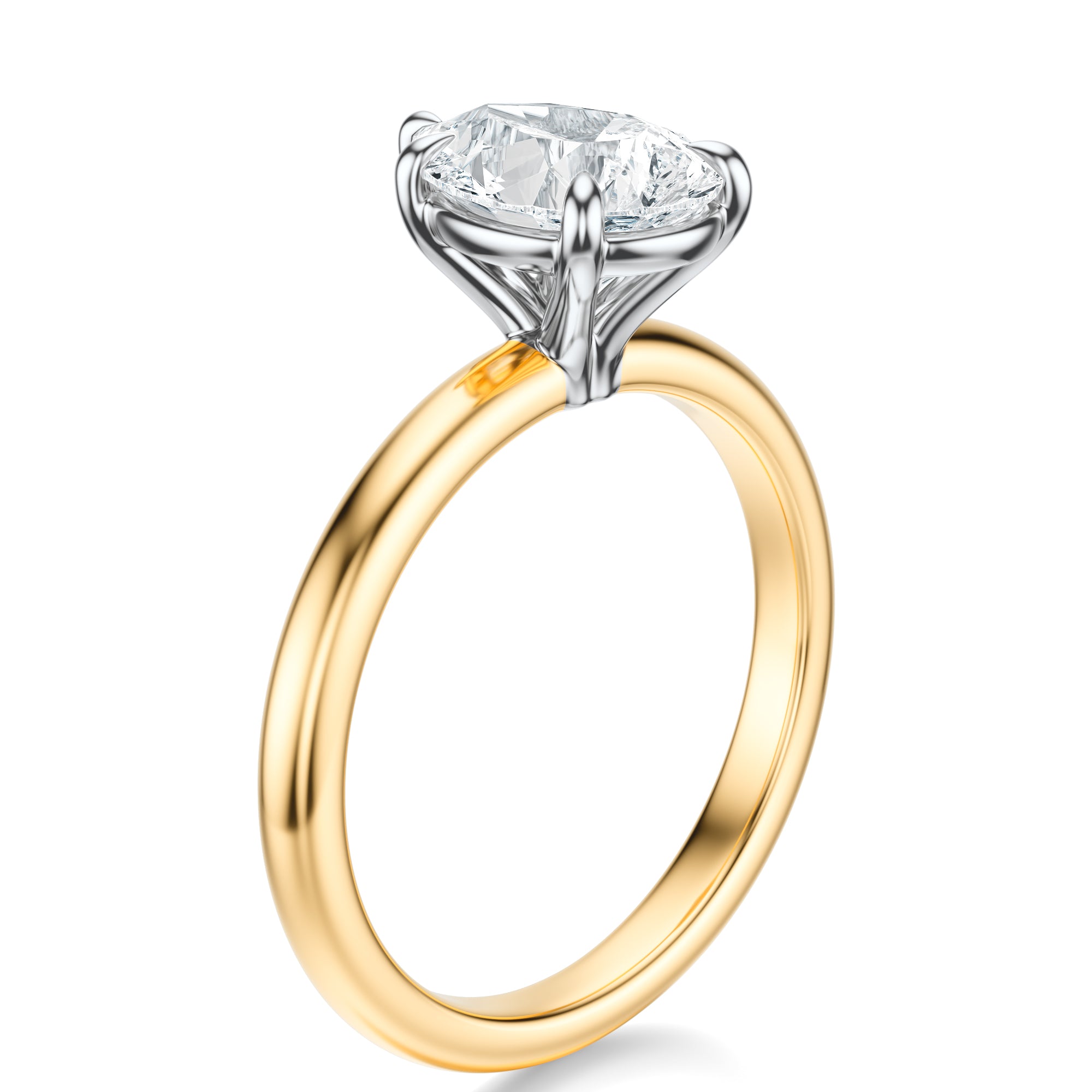 Signature Solitaire Pear Engagement Ring - Two-Tone Polished Band - Side View