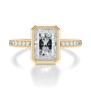 Signature Bezel Radiant Engagement Ring - Yellow Gold Pavé Band - Front View