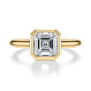 Signature Bezel Asscher Engagement Ring - Yellow Gold Polished Band - Front View