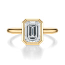 Signature Bezel Emerald Engagement Ring - Yellow Gold Polished Band - Front View