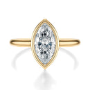 Signature Bezel Marquise Engagement Ring - Yellow Gold Polished Band - Front View