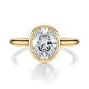 Signature Bezel Oval Engagement Ring - Yellow Gold Polished Band - Front View