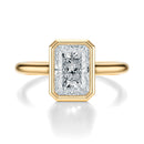 Signature Bezel Radiant Engagement Ring - Yellow Gold Polished Band - Front View