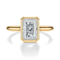Signature Bezel Radiant Engagement Ring - Yellow Gold Polished Band - Front View
