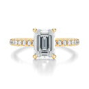 Signature Cathedral Hidden Halo Emerald Engagement Ring - Yellow Gold Pavé Band - Front View