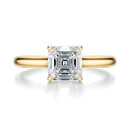 Signature Cathedral Hidden Halo Asscher Engagement Ring - Yellow Gold Polished Band - Front View