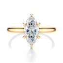 Signature Cathedral Hidden Halo Marquise Engagement Ring - Yellow Gold Polished Band - Front View