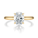 Signature Cathedral Hidden Halo Oval Engagement Ring - Yellow Gold Polished Band - Front View