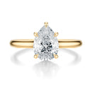 Signature Cathedral Hidden Halo Pear Engagement Ring - Yellow Gold Polished Band - Front View