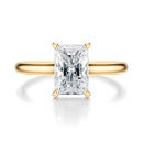 Signature Cathedral Hidden Halo Radiant Engagement Ring - Yellow Gold Polished Band - Front View