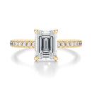 Signature Cathedral Emerald Engagement Ring - Yellow Gold Pavé Band - Front View