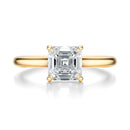 Signature Cathedral Asscher Engagement Ring - Yellow Gold Polished Band - Front View