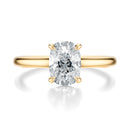 Signature Cathedral Elongated Cushion Engagement Ring - Yellow Gold Polished Band - Front View