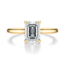 Signature Cathedral Emerald Engagement Ring - Yellow Gold Polished Band - Front View