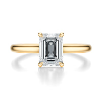 Signature Cathedral Emerald Engagement Ring - Yellow Gold Polished Band - Front View