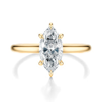 Signature Cathedral Marquise Engagement Ring - Yellow Gold Polished Band - Front View
