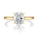 Signature Cathedral Oval Engagement Ring - Yellow Gold Polished Band - Front View
