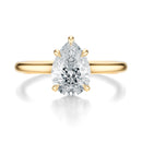 Signature Cathedral Pear Engagement Ring - Yellow Gold Polished Band - Front View