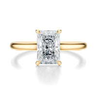 Signature Cathedral Radiant Engagement Ring - Yellow Gold Polished Band - Front View