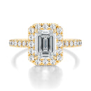 Signature Halo Emerald Engagement Ring - Yellow Gold Pavé Band - Front View